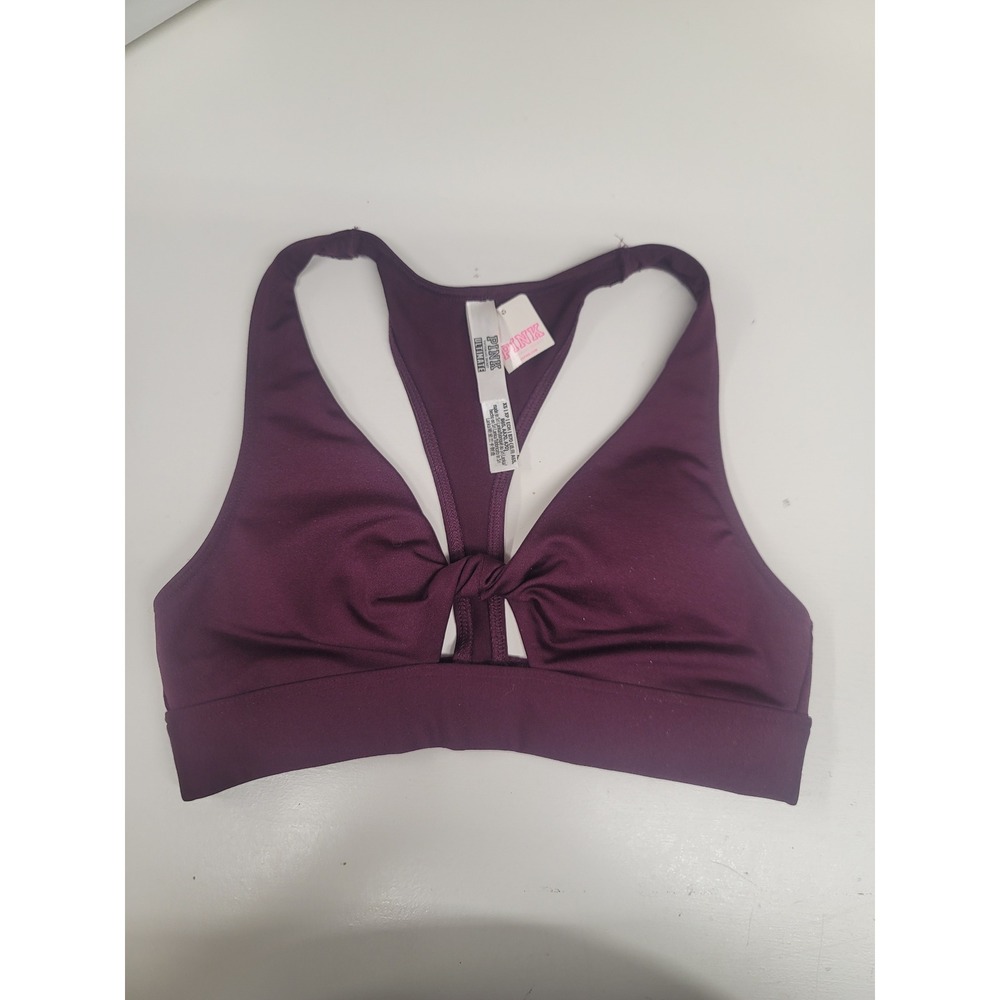 Victoria's Secret PINK Ultimate Sports Bra XS Burgundy Twist Front Cutout